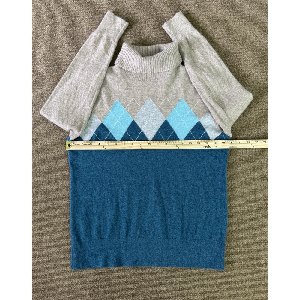 Lands' End Women's 100% Cashmere Turtleneck Sweater Petite L (14-16) Argyle Knit - Picture 4 of 9